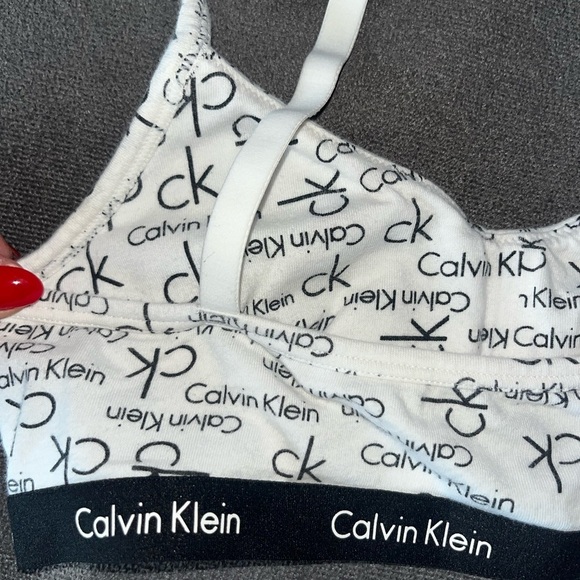 Calvin Klein Monochrome Logo Bralette Small Black White Bra CK - Picture 5 of 6